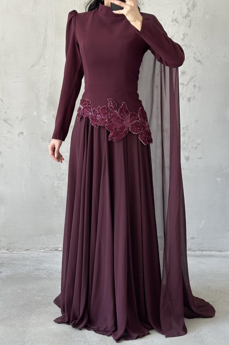 Amal Modest Evening dress- Plum ModestModelle Amal Modest Evening dress- Plum ModestModelle