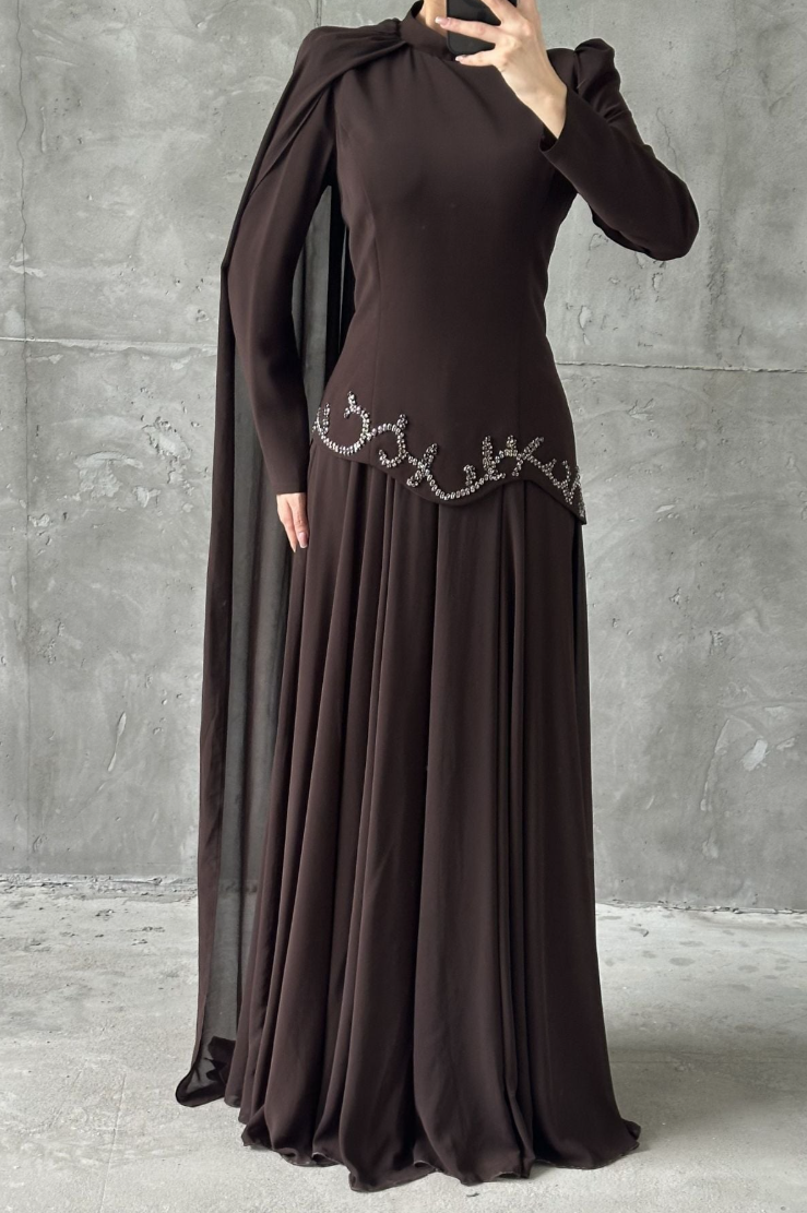 Venicia Modest evening dress- Brown – ModestModelle