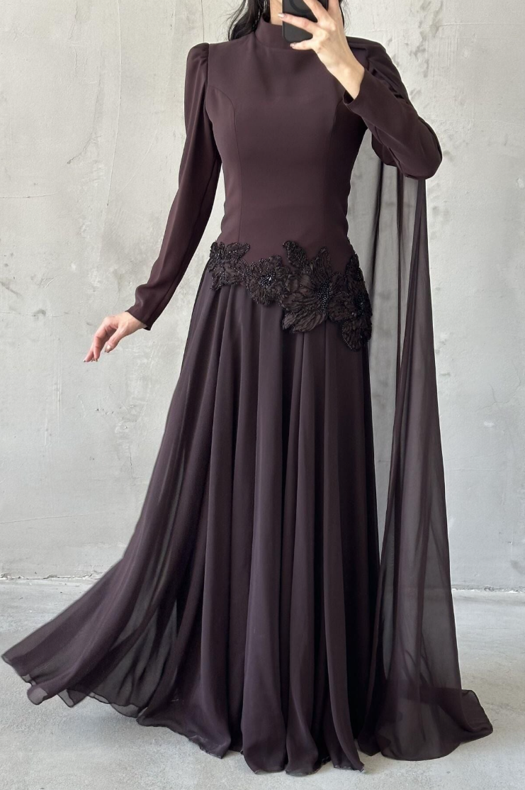 Amal Modest Evening dress- Brown