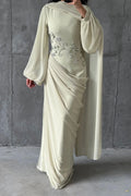 Dalia Modest Evening Dress- Almond Green