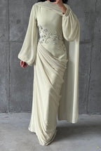 Dalia Modest Evening Dress- Almond Green