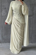 Dalia Modest Evening Dress- Almond Green