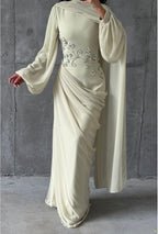 Dalia Modest Evening Dress- Almond Green