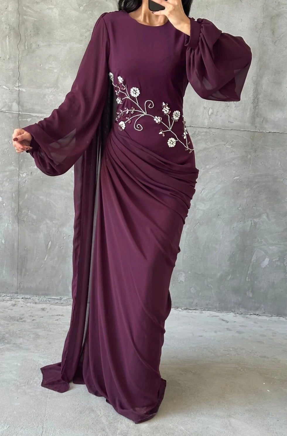 Dalia Modest Evening Dress- Plum