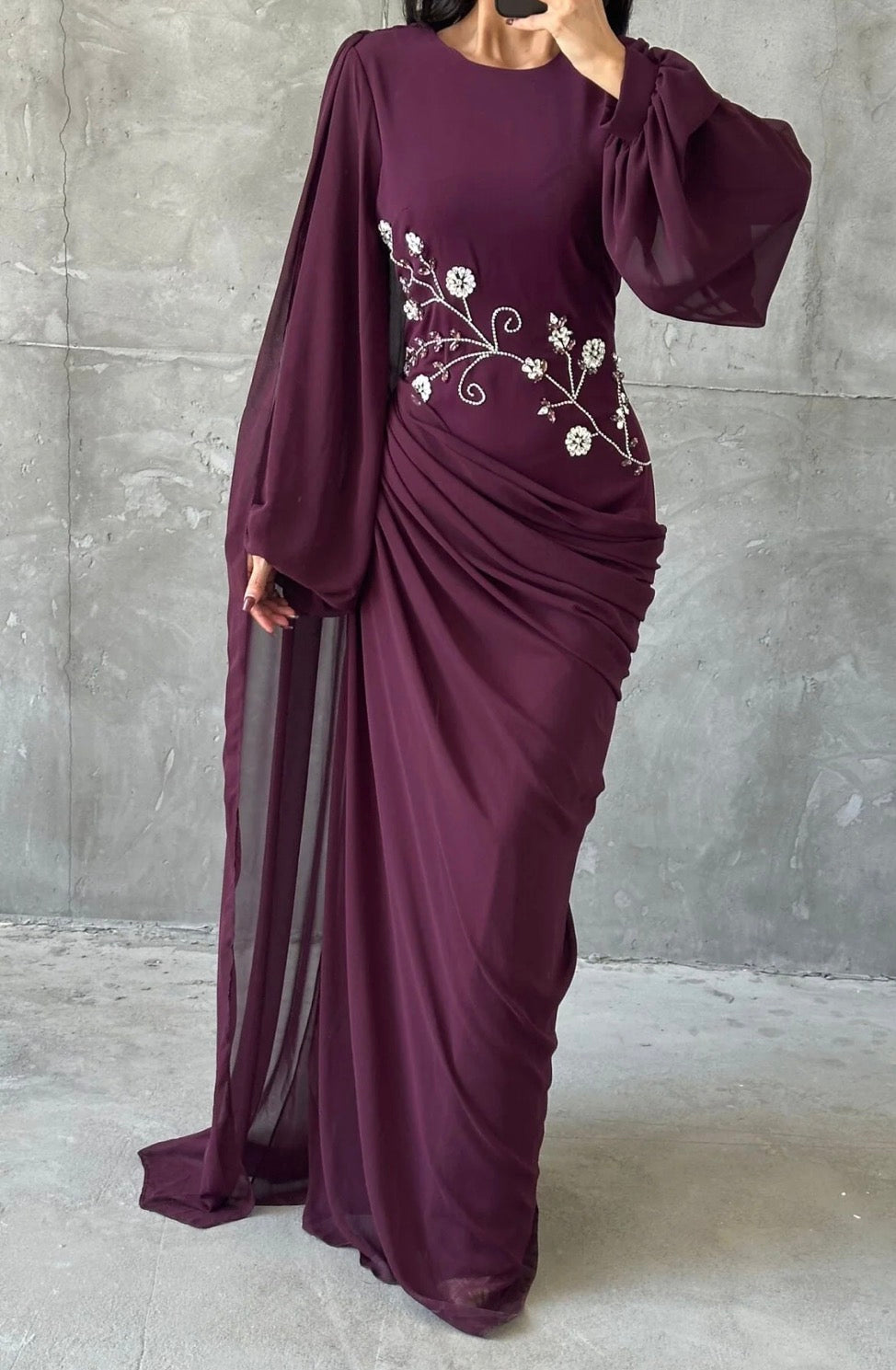Dalia Modest Evening Dress- Plum