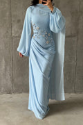 Dalia Modest Evening Dress- Baby Blue