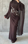 Dalia Modest Evening Dress- Brown