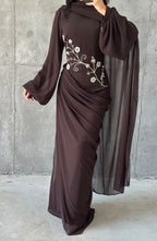 Dalia Modest Evening Dress- Brown