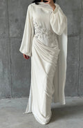 Dalia Modest Evening Dress- Cream