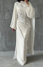 Dalia Modest Evening Dress- Cream