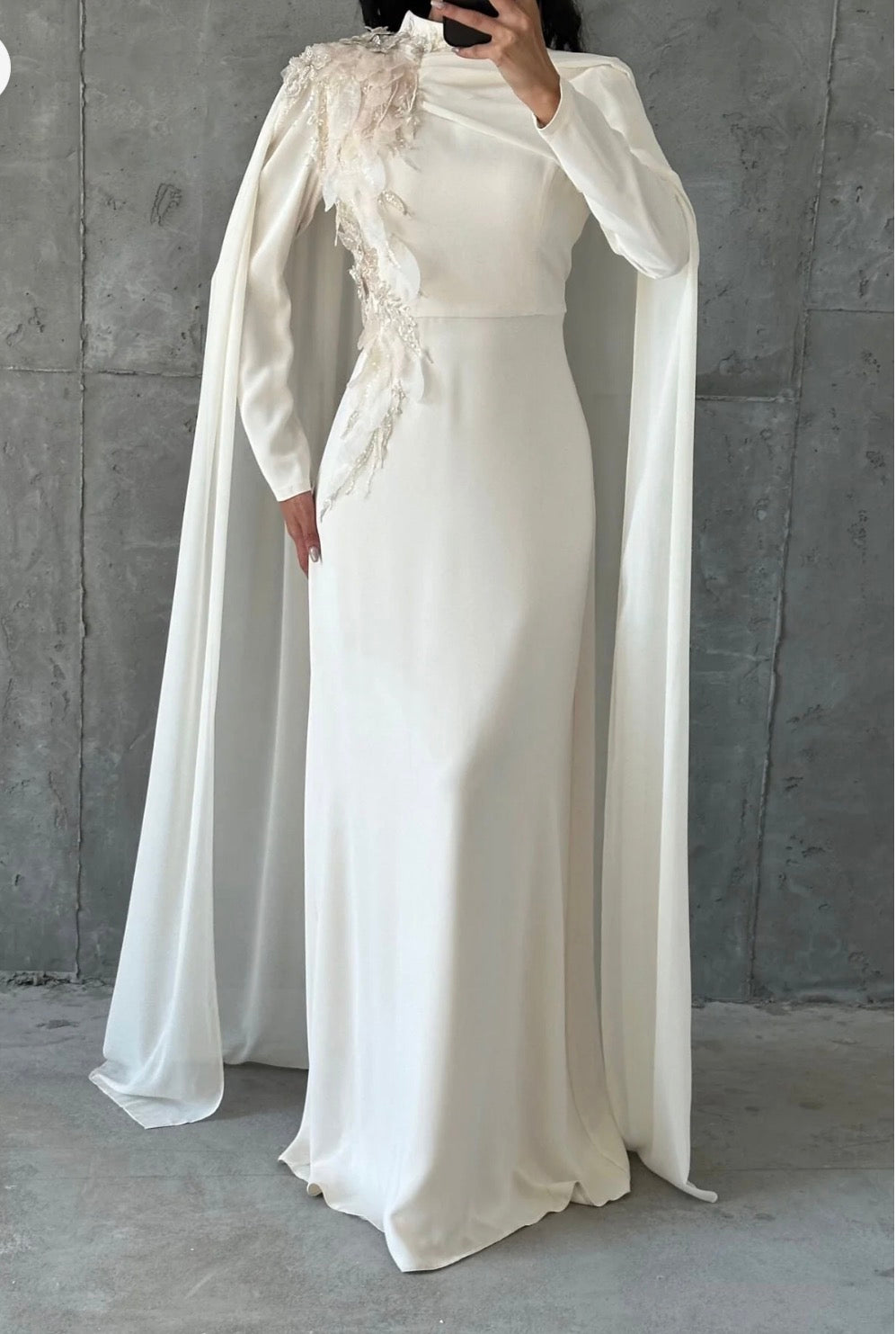 Sajah Modest Evening Dress- Cream