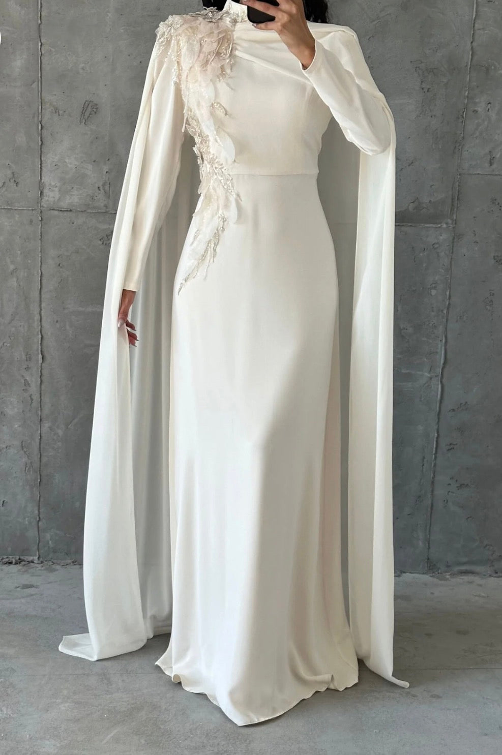 Sajah Modest Evening Dress- Cream