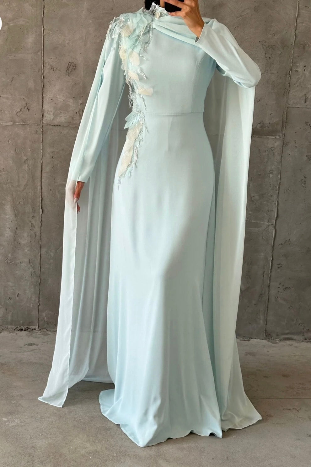 Sajah Modest Evening Dress- Baby Blue