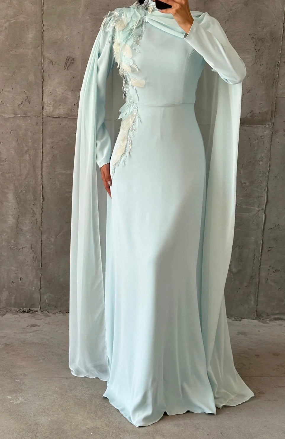 Sajah Modest Evening Dress- Baby Blue
