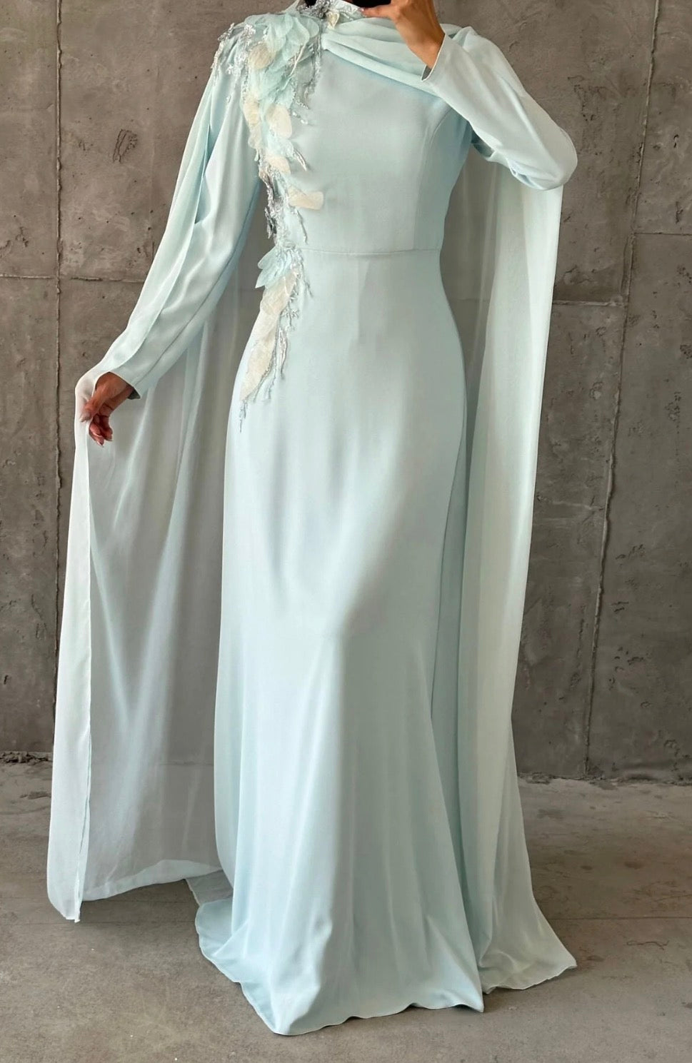 Sajah Modest Evening Dress- Baby Blue