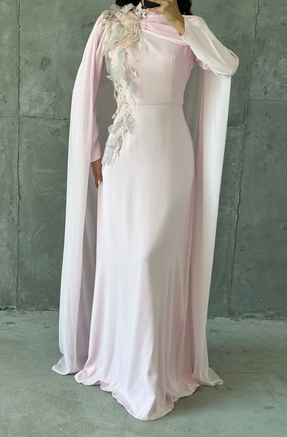 Sajah Modest Evening Dress- Powder Pink