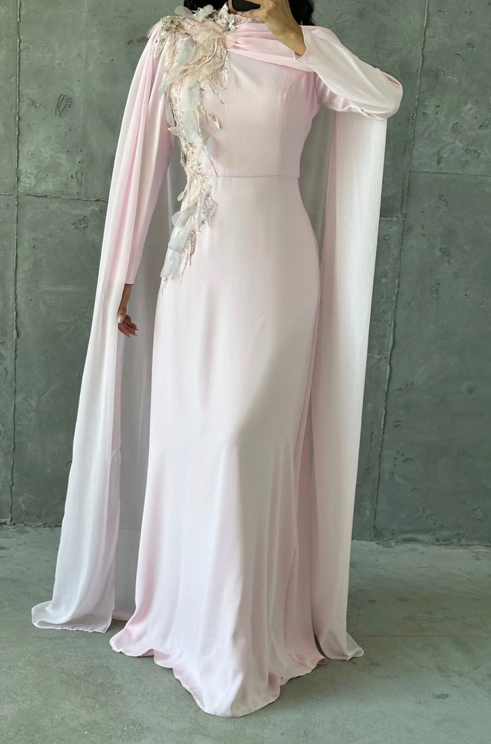 Sajah Modest Evening Dress- Powder Pink