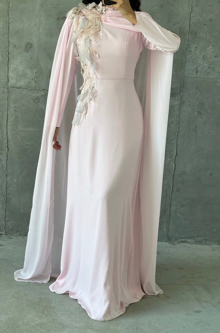 Sajah Modest Evening Dress- Powder Pink
