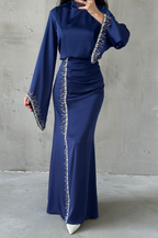 Jamila Modest evening dress- Navy Blue