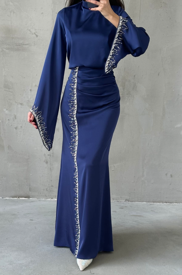 Jamila Modest evening dress- Navy Blue