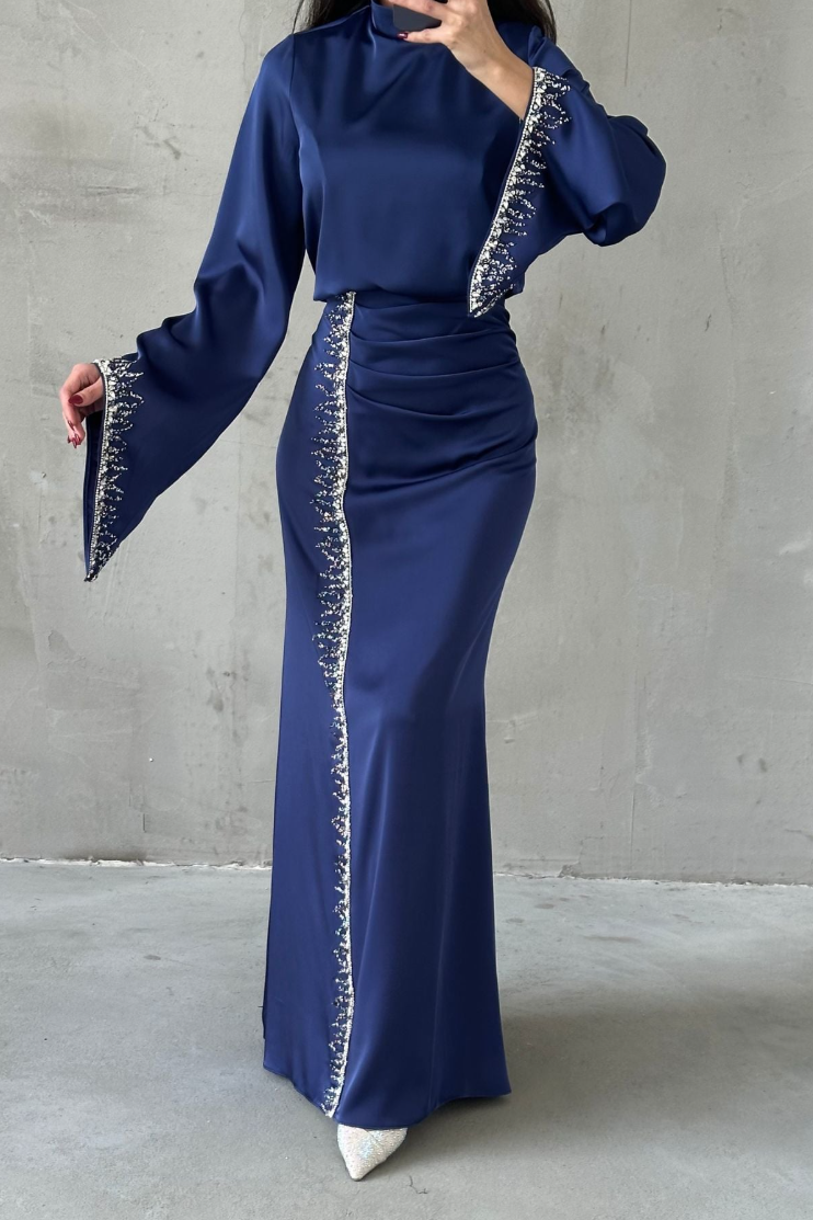 Jamila Modest evening dress- Navy Blue