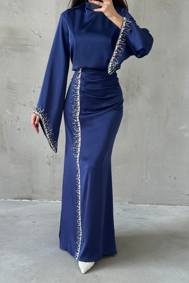 Jamila Modest evening dress- Navy Blue