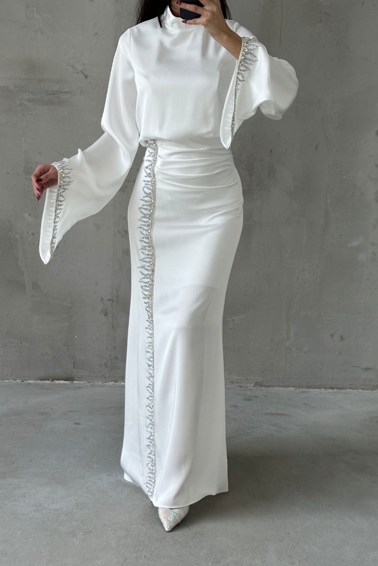 Jamila Modest evening dress- White