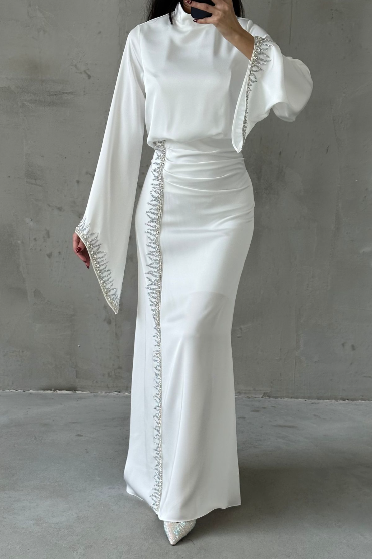 Jamila Modest evening dress- White