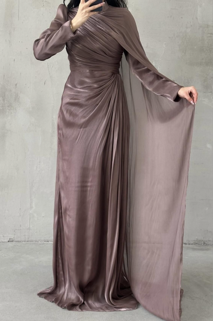 Elara Modest Evening Dress- Antique Mauve