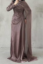 Elara Modest Evening Dress- Antique Mauve