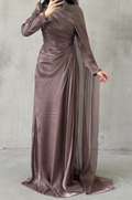 Elara Modest Evening Dress- Antique Mauve