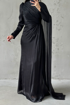 Elara Modest Evening Dress- Black