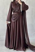 Haya Modest Evening Dress- Brown