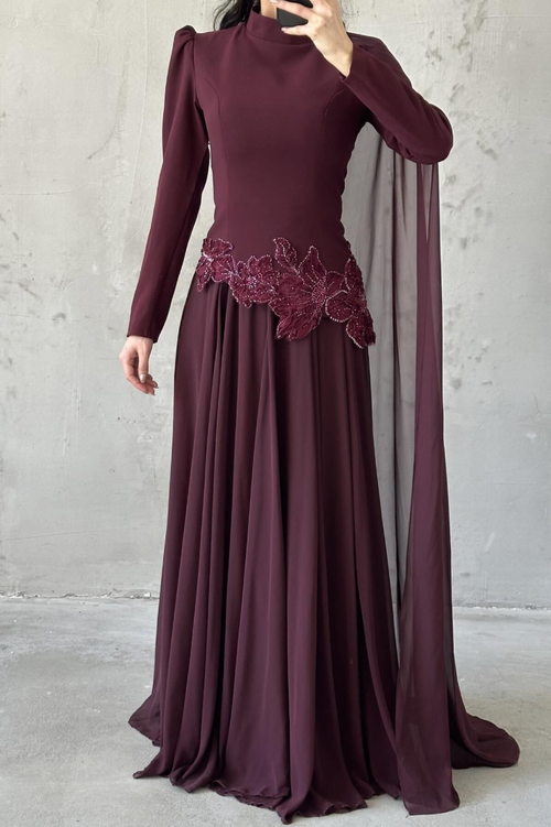 Amal Modest Evening dress- Plum