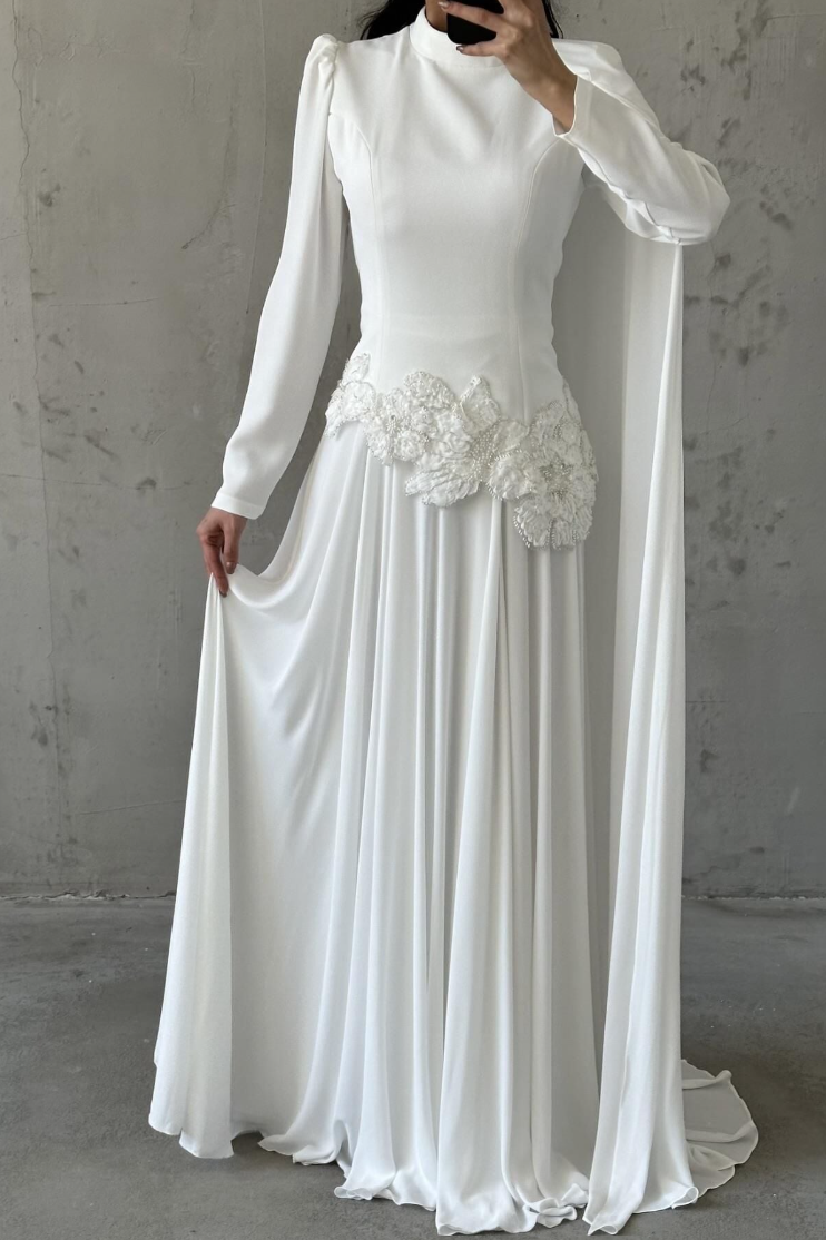 Amal Modest Evening dress- White