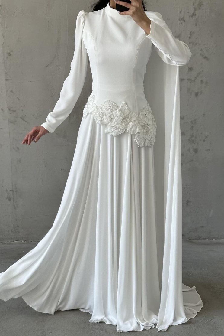 Amal Modest Evening dress- White