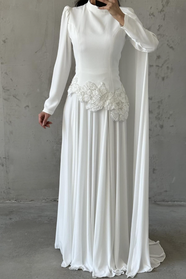 Amal Modest Evening dress- White
