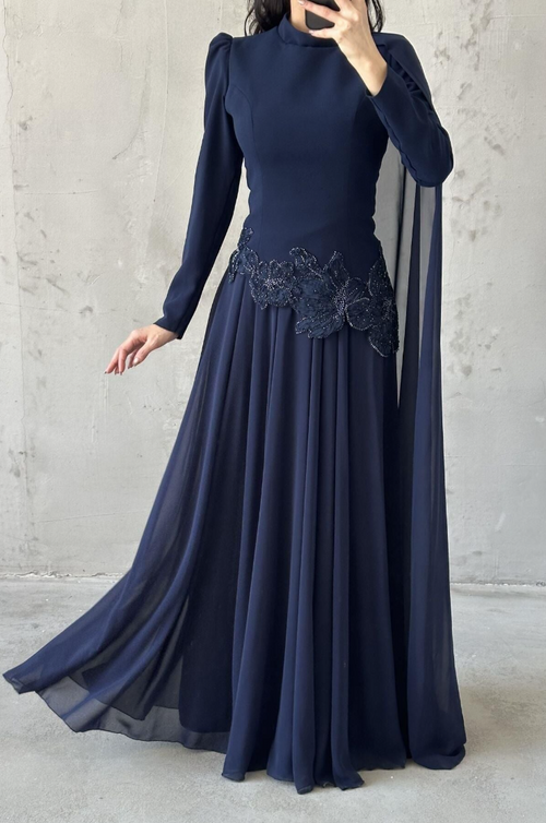Amal Modest Evening dress- Blue