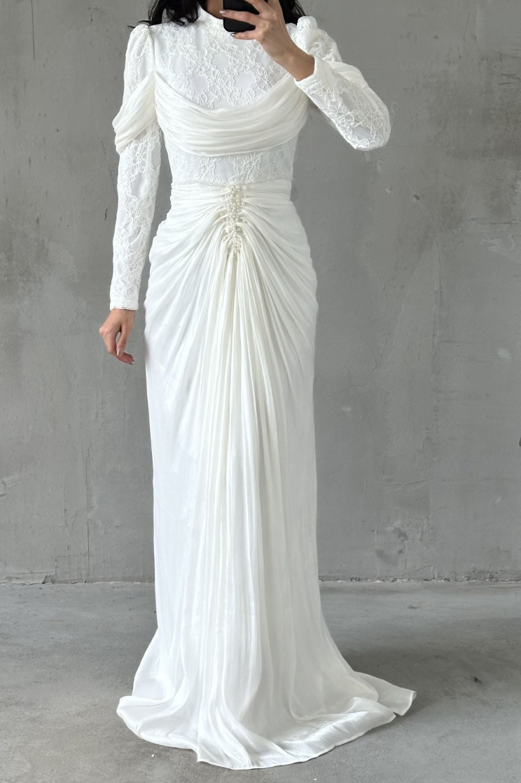 Jumeirah Modest Evening dress- White