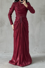 Jumeirah Modest Evening dress- Burgundy