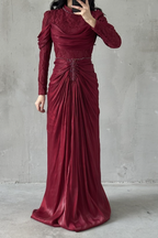 Jumeirah Modest Evening dress- Burgundy