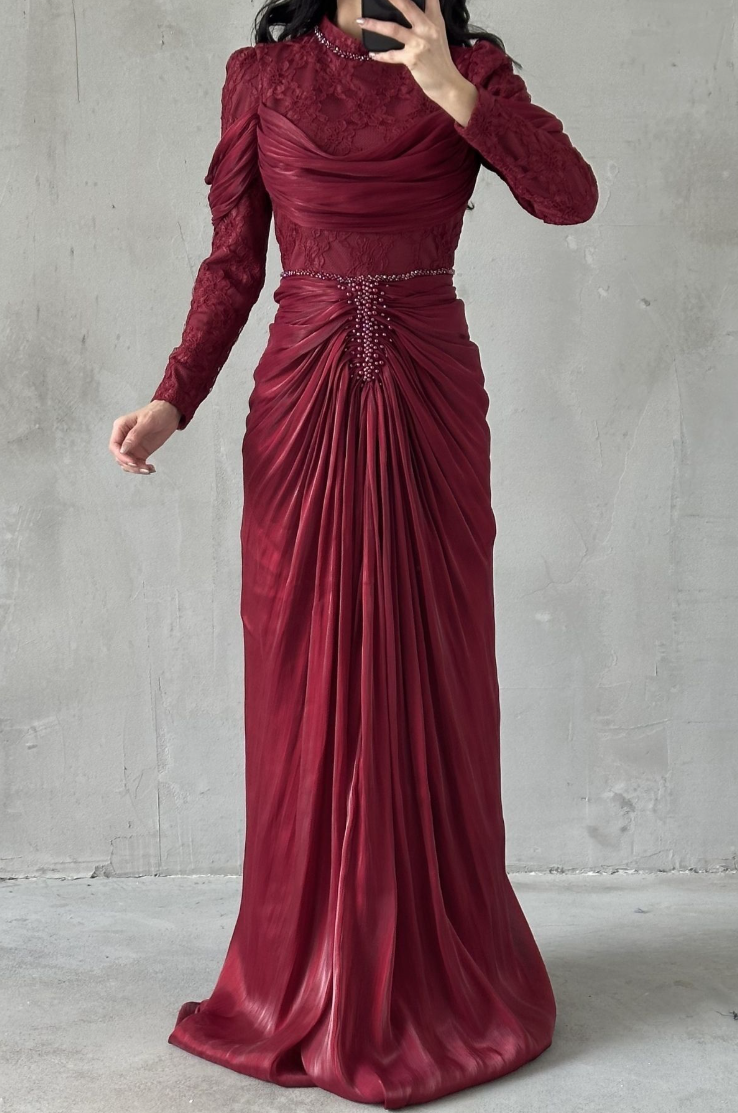 Jumeirah Modest Evening dress- Burgundy
