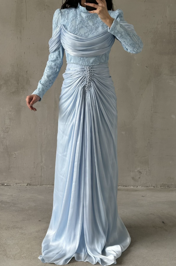 Jumeirah Modest Evening dress- Baby Blue