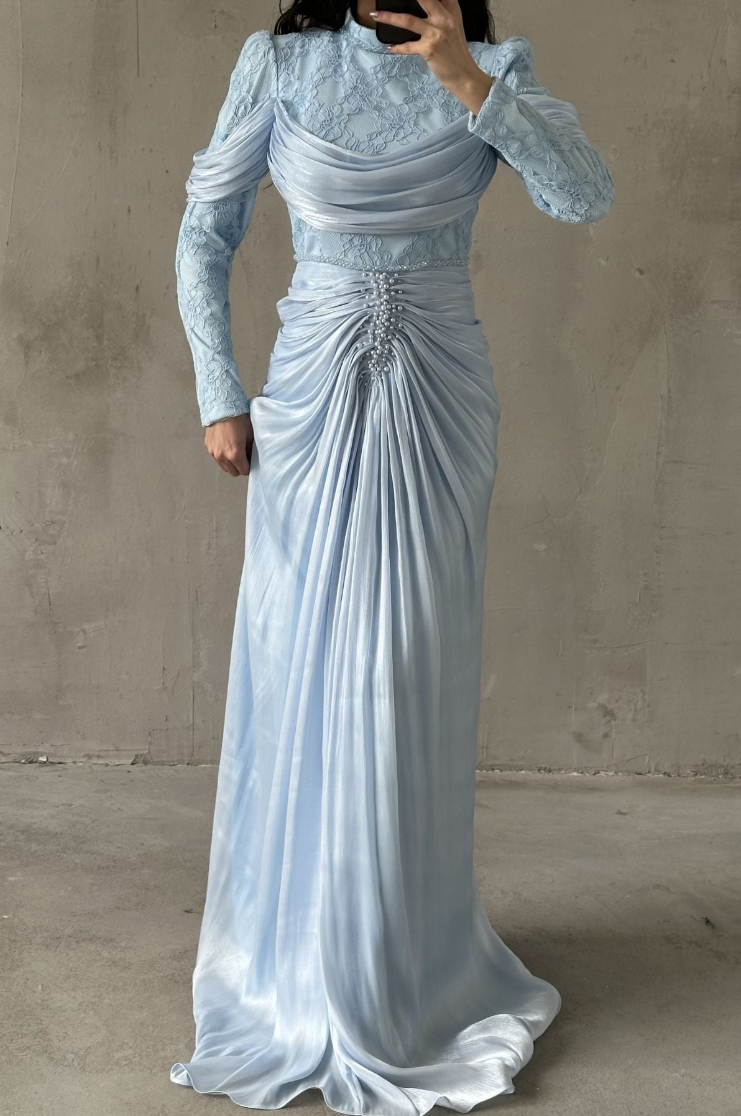Jumeirah Modest Evening dress- Baby Blue