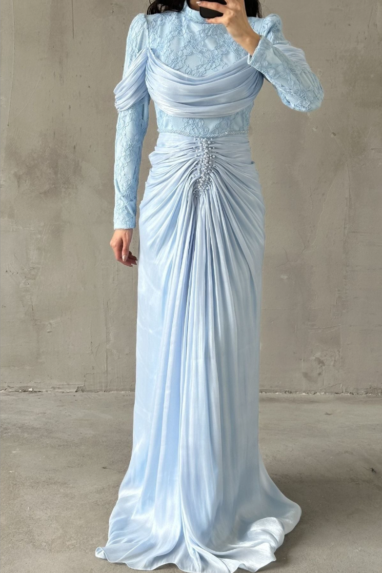 Jumeirah Modest Evening dress- Baby Blue