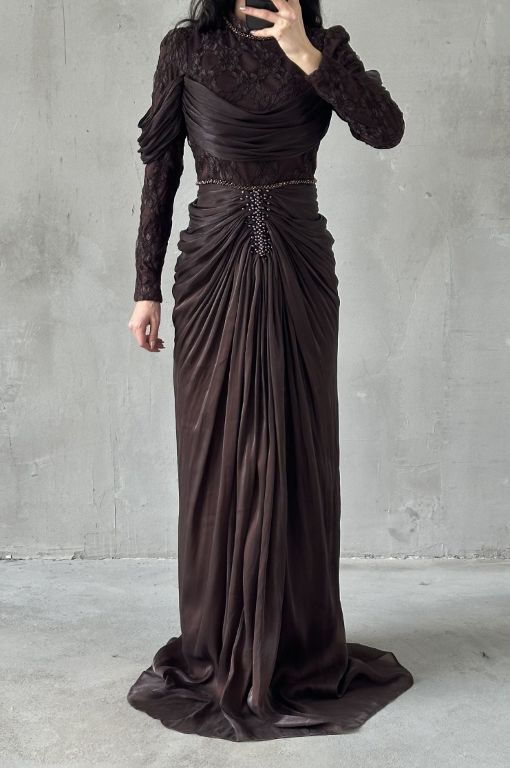 Jumeirah Modest Evening dress- Brown
