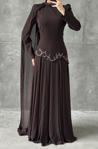 Venicia Modest evening dress- Brown