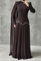 Venicia Modest evening dress- Brown