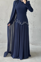 Venicia Modest evening dress- Navy Blue