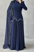 Venicia Modest evening dress- Navy Blue